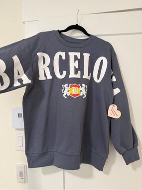 Barcelona Crest Crewneck Sweater - Charcoal